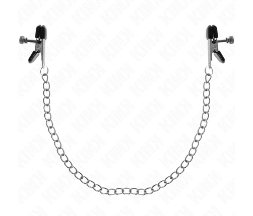 KINK - PINZAS PARA PEZONES PLANAS NEGRO CON CADENA PLATEADO 34 CM