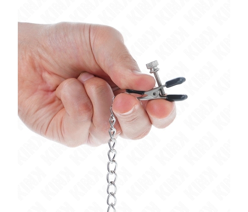 KINK - PINZAS PARA PEZONES PLANAS NEGRO CON CADENA PLATEADO 34 CM
