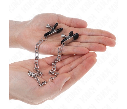 KINK - PINZAS PARA PEZONES PLANAS NEGRO CON CADENA PLATEADO 34 CM