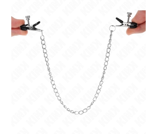 KINK - PINZAS PARA PEZONES PLANAS NEGRO CON CADENA PLATEADO 34 CM