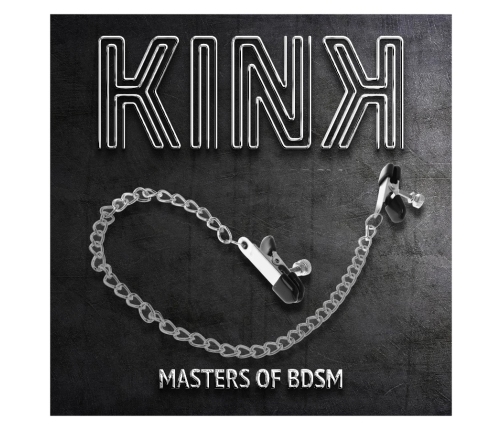 KINK - PINZAS PARA PEZONES PLANAS NEGRO CON CADENA PLATEADO 34 CM