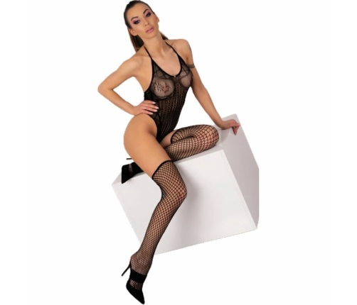 Livco Corsetti Fashion Flammen LC17355 Black Bodystocking Set One Size