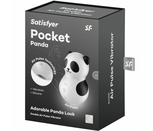 Satisfyer Pocket Panda Air Pulse & Vibration Device Black-White Compact