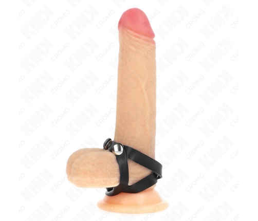 KINK Leather Adjustable Ring with Pressure Closure 39x1 cm Black