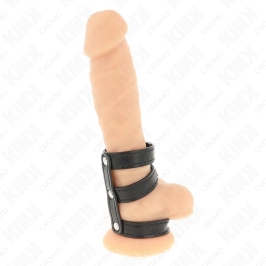 KINK Triple Leather Adjustable Ring with Pressure System - Black