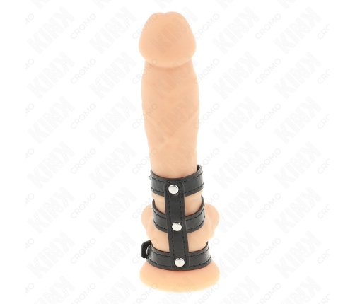 KINK Triple Leather Adjustable Ring with Pressure System - Black