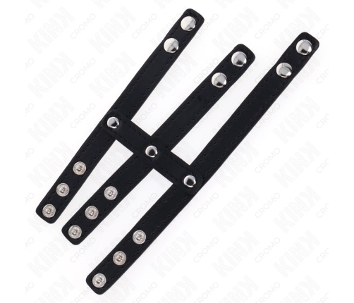 KINK Triple Leather Adjustable Ring with Pressure System - Black