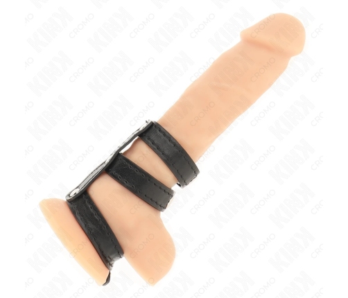 KINK Triple Leather Adjustable Ring with Pressure System - Black