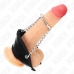 KINK Metal Intimate Ring 4cm with 7cm Chain & Leather Strap, Silver