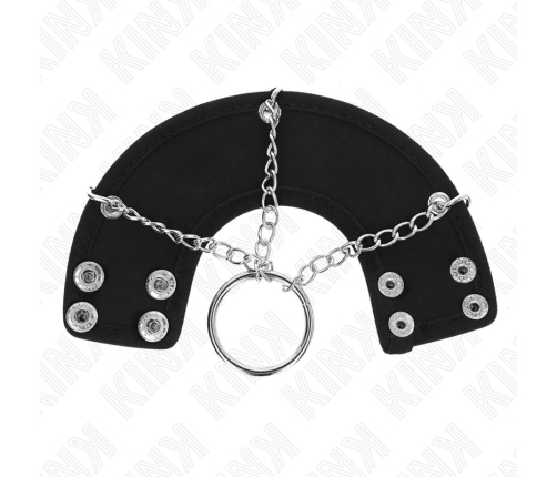 KINK Metal Intimate Ring 4cm with 7cm Chain & Leather Strap, Silver