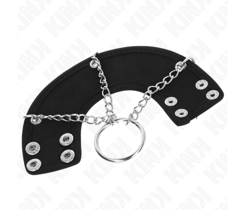 KINK Metal Intimate Ring 4cm with 7cm Chain & Leather Strap, Silver
