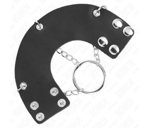 KINK Metal Ring Chain 4cm with Leather Strap - Robust Steel & Adjustable Fit