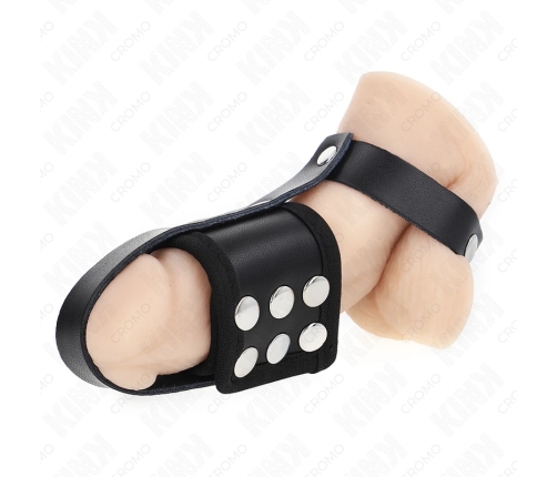 KINK Leather Intimate Cage Ring with Adjustable Divider Strap Black