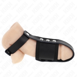KINK Leather Intimate Cage Ring with Adjustable Divider Strap Black