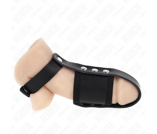 KINK Leather Intimate Cage Ring with Adjustable Divider Strap Black