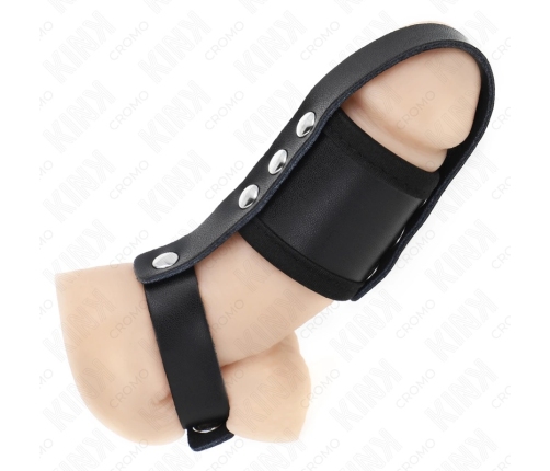KINK Leather Intimate Cage Ring with Adjustable Divider Strap Black