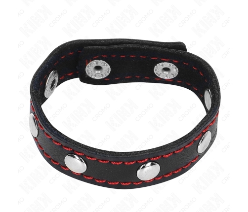 KINK Leather Ring with Adjustable Pressure, Red Lining, 21x1.5 cm
