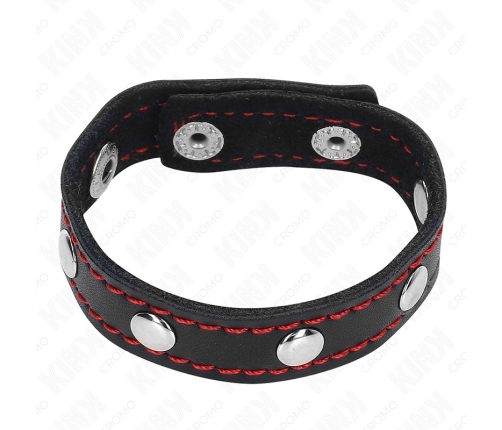 KINK Leather Ring with Metal Spikes 21.5 x 1.6 cm - Adjustable Black