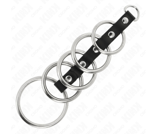 KINK Metal Intimate Rings Set 5pcs with Leather Connector 3.2-5cm