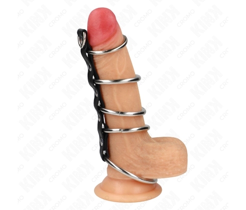 KINK Metal Intimate Rings Set 5pcs with Leather Connector 3.2-5cm