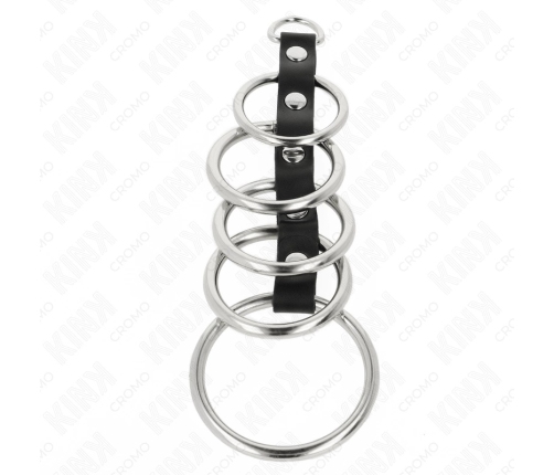 KINK Metal Intimate Rings Set 5pcs with Leather Connector 3.2-5cm