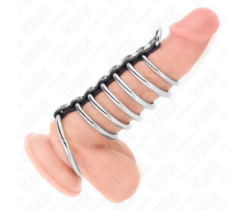 KINK Metal Ring Set 7 Pieces with Leather Strap Adjustable 3.2-5cm