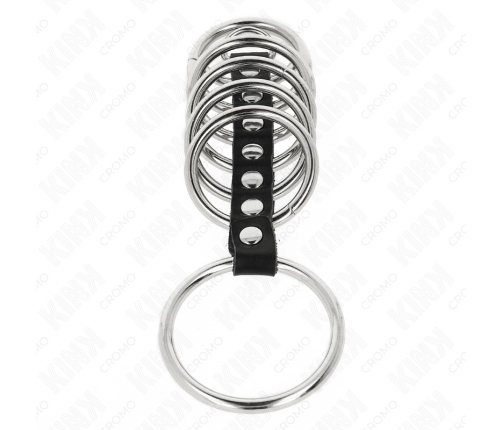 KINK Metal Ring Set 7 Pieces with Leather Strap Adjustable 3.2-5cm