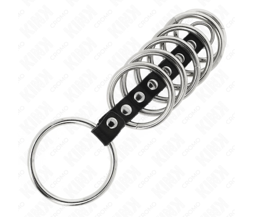 KINK Metal Ring Set 7 Pieces with Leather Strap Adjustable 3.2-5cm