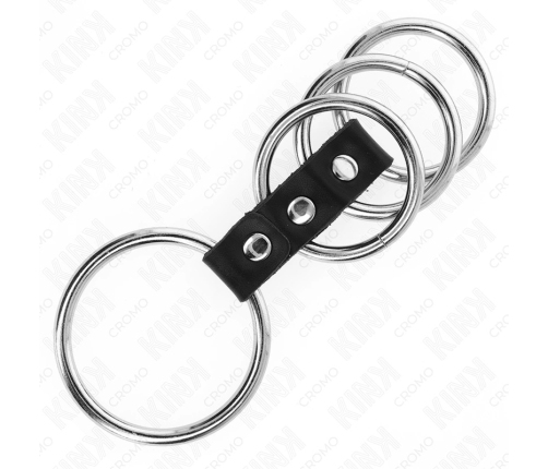 KINK Adjustable Stainless Steel Ring Set with Leather Connector, 4 Sizes
