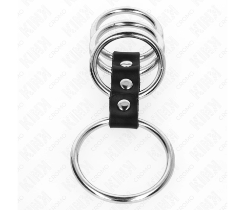 KINK Adjustable Stainless Steel Ring Set with Leather Connector, 4 Sizes