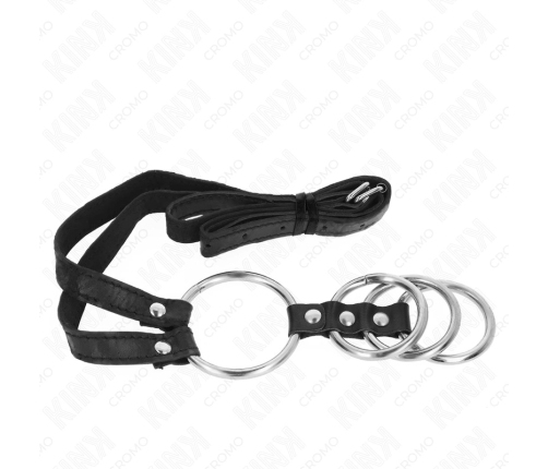 KINK Adjustable 4 Connected Metal Rings with Leather Belt 112 cm