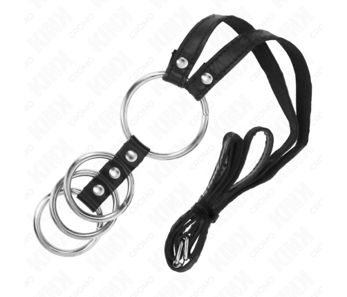 KINK Adjustable 4 Connected Metal Rings with Leather Belt 112 cm