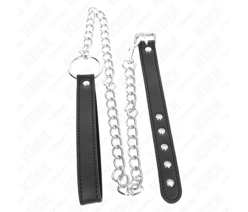 KINK Leather Ring with 60cm Metal Chain & Adjustable Leather Strap 21.5x2cm