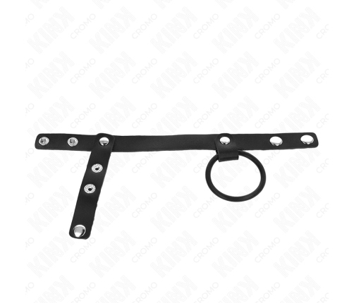 KINK Silicone Ring 3.8cm with Leather Strap & Divider 22x1.5cm Black