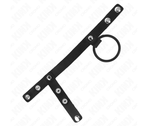 KINK Silicone Ring 3.8cm with Leather Strap & Divider 22x1.5cm Black