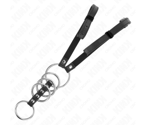 KINK Steel & Leather Ring Set 5 pcs with Adjustable Strap 112 cm