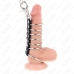 KINK Metal & Leather Ring System 7-Piece with 100cm Chain, Silver-Black