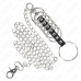 KINK Metal & Leather Ring System 7-Piece with 100cm Chain, Silver-Black