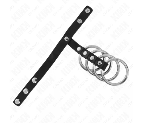 KINK 4-Piece Metal Ring System with Leather Strap & Secure Closure 22cm