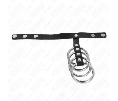 KINK 4-Piece Metal Ring System with Leather Strap & Secure Closure 22cm