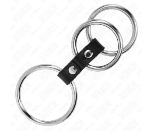 KINK Triple Metal Ring Set with Leather Connector 3.7-5 cm