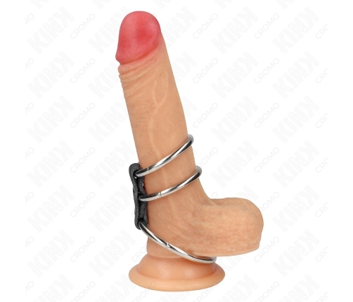 KINK Triple Metal Ring Set with Leather Connector 3.7-5 cm