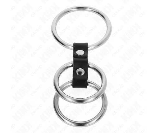 KINK Triple Metal Ring Set with Leather Connector 3.7-5 cm