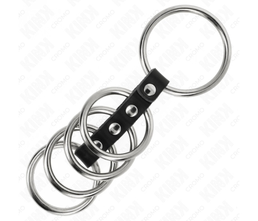 KINK Leather & Metal Restraint System - Adjustable 5-Ring Set, 3.7-5 cm