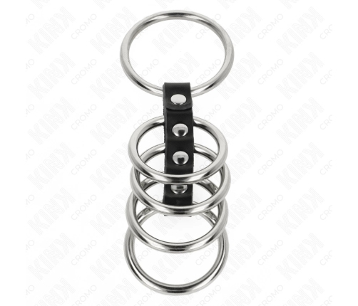 KINK Leather & Metal Restraint System - Adjustable 5-Ring Set, 3.7-5 cm
