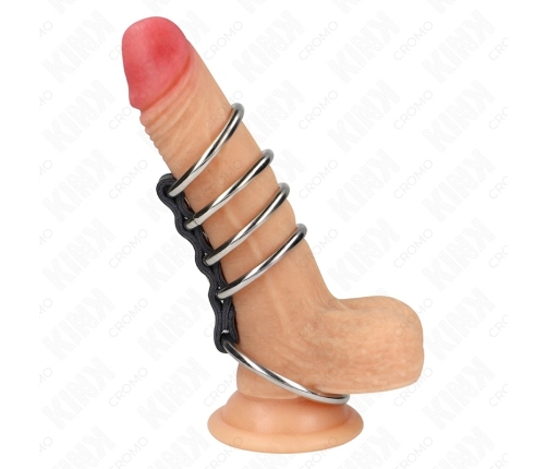 KINK Leather & Metal Restraint System - Adjustable 5-Ring Set, 3.7-5 cm