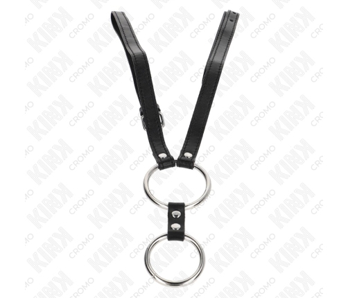 KINK Dual Metal Ring Set with Adjustable Leather Strap 3.8-5 cm, 112 cm