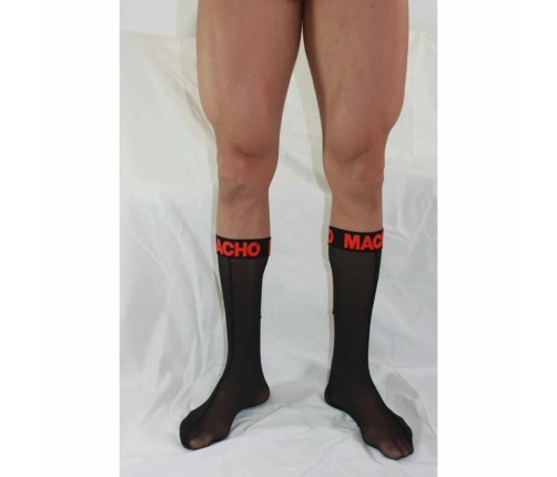 Macho Thin Socks Black/Red One Size - Elastic Semi-Transparent Design