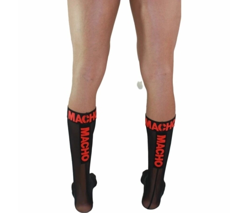 Macho Thin Socks Black/Red One Size - Elastic Semi-Transparent Design