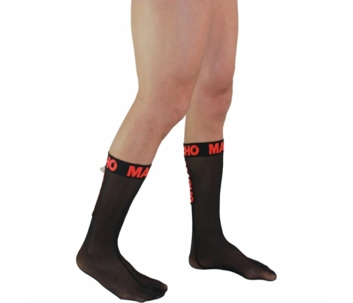 Macho Thin Socks Black/Red One Size - Elastic Semi-Transparent Design